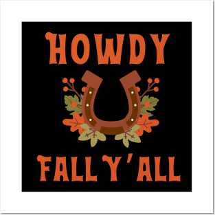 Howdy Fall Yall Horseshoe Posters and Art